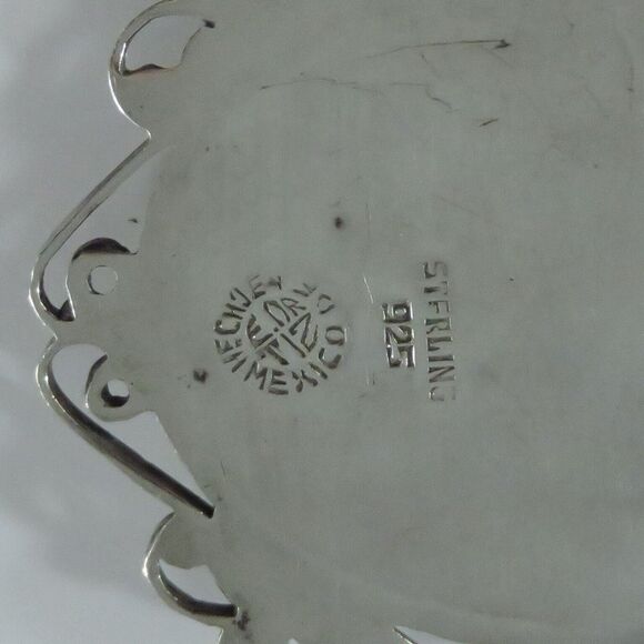 Vintage Abalone Sterling Silver Pendant Brooch Taxco Mexico E. Ortiz 2" H x 1 5/ - Picture 7 of 8